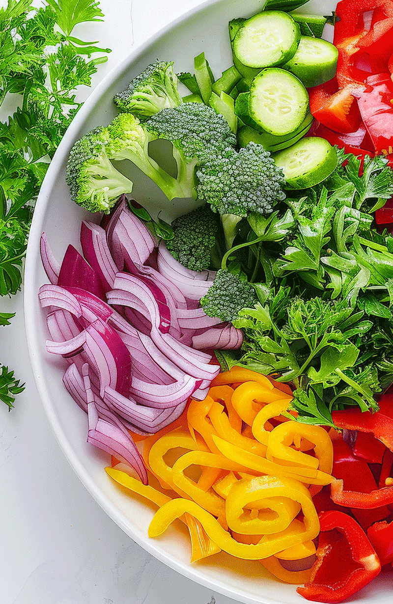fresh-food a bowl with fresh chopped vegetables